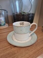 Beautiful Shabby Chic Amelia Pastel Blue Gold White Porcelain Teacup & Saucer