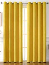 Plain Thermal BLACKOUT LINED EYELET Ring Top Curtains with Tie Backs