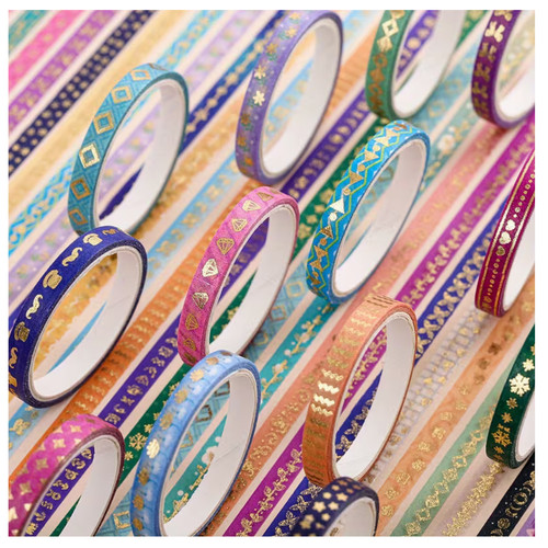Colourful skinny foiled washi - colourful,