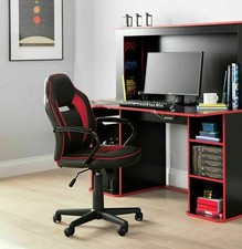 Argos Home Faux Leather Mid Back Gaming Chair - Red & Black - New Other