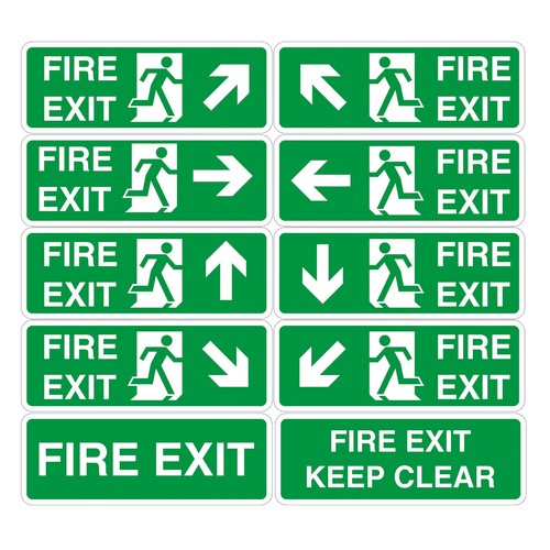 Fire exit sign vinyl sticker - sign,