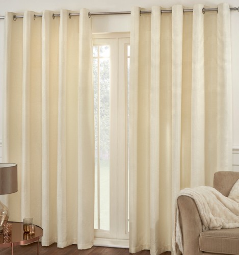 Waffle cream curtains eyelet - curtains,
