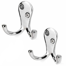 2x Double Robe Hooks Chrome