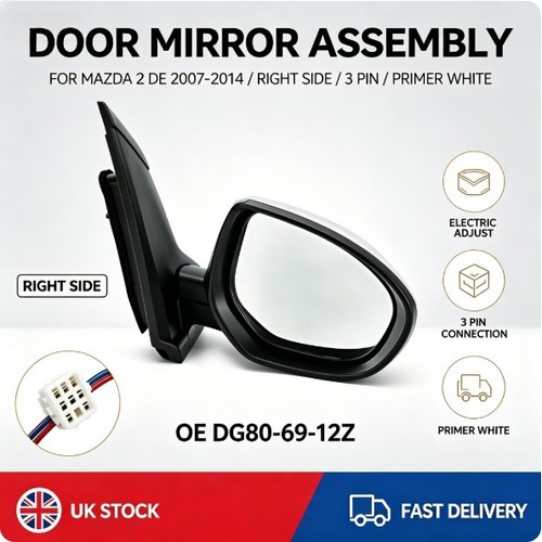 Right driver white wing mirror - driver,