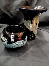 Pair of Black Mdina Vases with