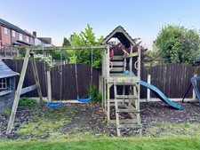 Climbing frame Wickey MultiFlyer with wooden roof & Slide