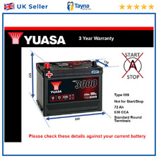 Car Battery YBX3069 Yuasa 069