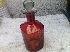 CRANBERRY CUT GLASS DECANTER