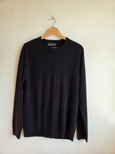 Men black fine knit crew - knit,