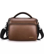 DOMISO Camera Bag Case Waterproof Anti-Shock Shoulder Bag Dark Brown Sling DLSR
