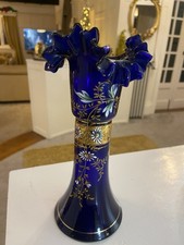 bohemian glass vase blue