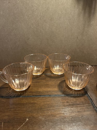 Small pink ribbed teacups - ribbed,