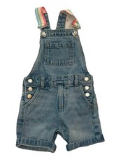 Girls Pepco Size  2-3 Years Blue Denim Shorts Dungarees VGC!