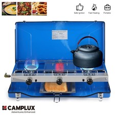 CAMPLUX Gas Stove Double Burner with Grill Oven Toast LPG Cooktop Desktop Cooker
