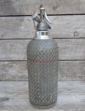 Vintage 1930s Soda Siphon with Wire Mesh Cover Over Glass Body Sparklets Ltd Bar