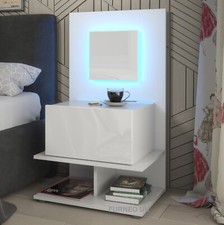 White Bedside Cabinet Night