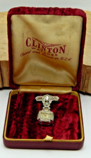 Stunning Vintage Clinton 17j silver tone ladies rhinestone brooch art deco watch