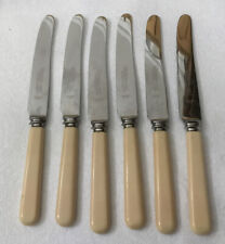 Webber & Hill  6 X Stainless Steel 21cm Celluloid Butter Dinner Knives Cutlery