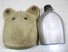 US WW2 British Made Canteen Cover W Unmarked Canteen Both Named H E Co 1944 S922