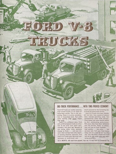 Ford trucks vintage print - v-8,