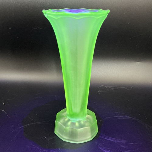 Uranium glass bud vase - uranium,