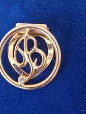 Gold Tone Metal Scarf Clip, Initial B