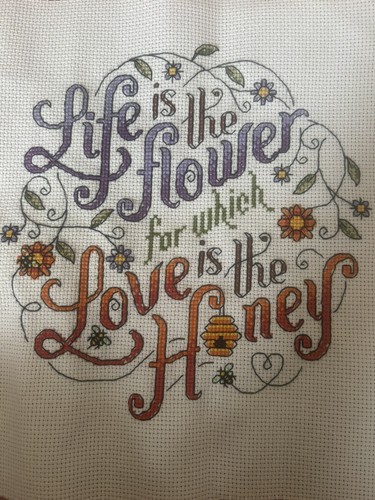 Completed cross stitch picture - cross,