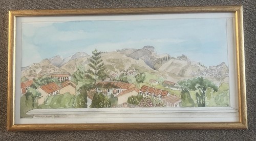 Watercolour scene sicily in - of,
