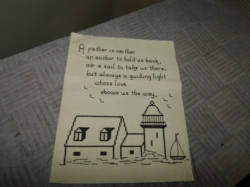 Father cross stitch panel - cross, w/