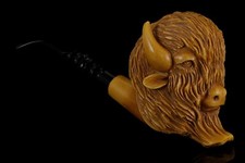 Buffalo figure Pipe By Kenan Block Meerschaum-NEW Handmade With Case#1267