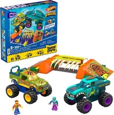 MEGA Hot Wheels Monster Trucks Building Toy, Smash & Crash Wrex Boneyard Stuntpa