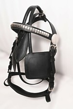 Leather Driving Harness Bridle Silver Metal Fittings Black Colour High Quality