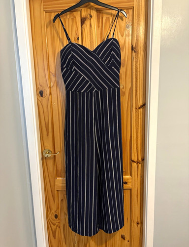 Navy white striped wide - &, wide-leg