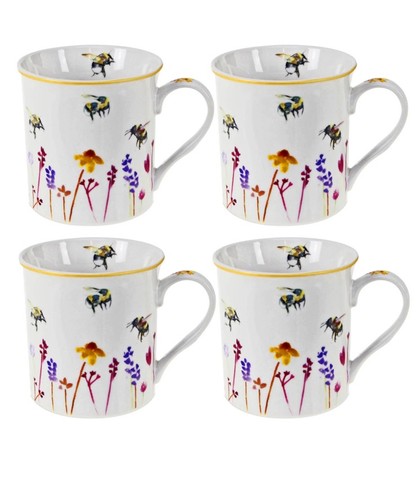 Set bees flowers tea - bees,