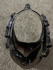 Vintage Murano Art Glass Basket Bowl Candy Bon Bon Dish Black/ Brown With Handle