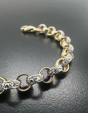 9ct Solid Gold 6, 7 & 8 Inch 6mm Wide Plain & Cz Round Belcher Bracelet - Boxed