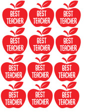 12 x BEST TEACHER APPLE Thank you  Vinyl Decal Sticker. Leaving Gift, Wine Glass