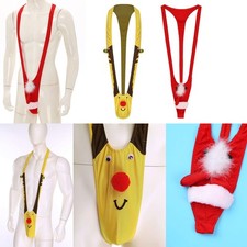 Mens Underwear Lingerie Christmas Thong Funny Mankini Halloween Jumpsuit Sexy