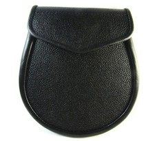 Kilt Daywear Regimental Style Simplistic Sporran In Black Leather For Kilts PL10