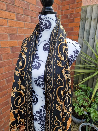 Large hand embroidered shawl - embroidered, /