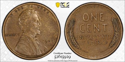 1909 vdb lincoln cent - 1909, pcgs