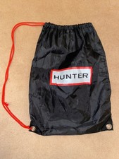 HUNTER Drawstring Black Bag PE Wellys Boots Backpack School Rucksack