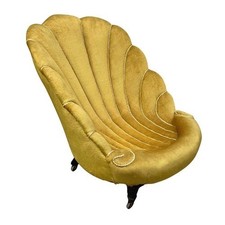 Antique Victorian 'Clam Shell' Easy Chair / Low Armchair