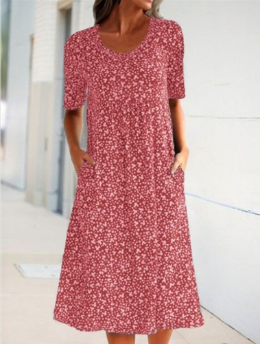 Womens boho floral midi dress - floral,