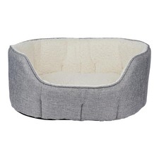 Grey Linen Scallop Oval Dog