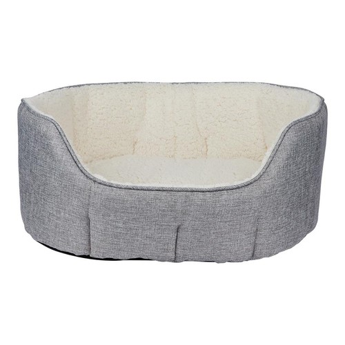 Grey linen scallop - grey, oval