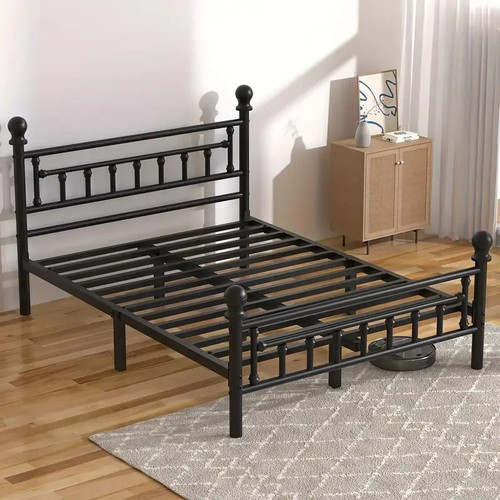 Black metal platform bed - platform, frame