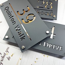 Personalised House Number Sign Laser Acrylic Door Address Matt Plaque Name Plate
