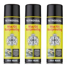 Tetroseal Wax Oil Black Car Body Underseal Shutz Aerosol Sealant Spray 500ml x3