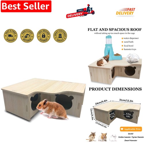 Wooden hamster house corner - wooden, house,